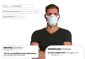 Feinstaubmaske Atemschutzmaske Baustellenmaske mit Ventil FFP3 Maske ProSafe®FFP - Bild 1 von 8
