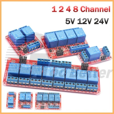 1/2/4/8-Kanal Relais Modul 5V / 12V / 24V Multi Relay Module, High/Low Trigger - Bild 1 von 4