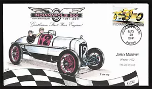 JIMMY MURPHY INDIANAPOLIS INDY 500 CAR RACE COLLINS FDC HAND COLORED US COVER - Picture 1 of 1