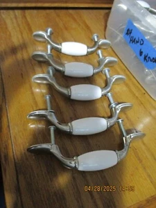 LOT 24 Farmhouse style Chrome White Porcelain Cabinet Drawer Pulls - Picture 1 of 6