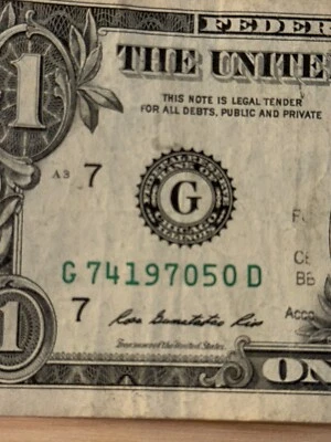 2013 $1 Dollar Bill Date Note 1965 (43196521) Fancy Serial Number  - Image 1 of 4