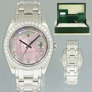 MINT Rolex Platinum Masterpiece Diamond 18946 39MM Mother of Pearl Diamond Watch - Picture 1 of 7