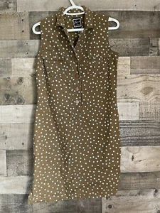Lennie LNY New York Women’s Size 8 Brown Blue Polka Dot Linen Blend Sleeveless - Picture 1 of 6