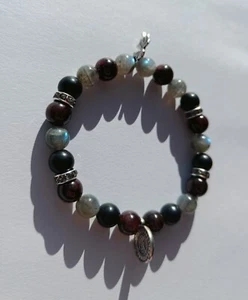Natural gemstone healing bracelet, garnet, lepidolite, shungite, grounding - Picture 1 of 10