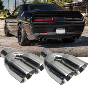 2PCS 2.5"In 3.5''out 9.5''L Dual Exhaust Pipe Tip For Dodge Challenger 2008-2023 - Picture 1 of 16