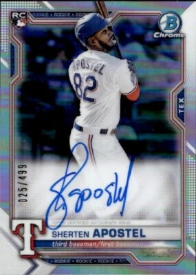 2021 Bowman Chrome Rookie Autographs Refractors Sherten Apostel 25/499 - Image 1 of 2