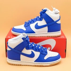 Size 10.5 🔵⚪ Men's Nike Dunk Hi Retro Se Blue/Ivory DODGERS FV6612-001 NEW - Picture 1 of 8