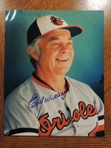 FOTO FIRMADA DE EARL WEAVER 8X10 CON CERTIFICADO DE AUTENTICIDAD BALTIMORE ORIOLE HOF LEGEND - Imagen 1 de 2