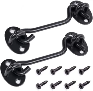 2 Pack Privacy Hook And Eye Latch 6 Inch Barn Door Lock Heavy Duty Gate Latch - Picture 1 of 7