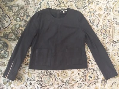 J Brand 100% Lamb Leather Black Top With Rose Gold Zipper M Medium New $950 - Image 1 of 4