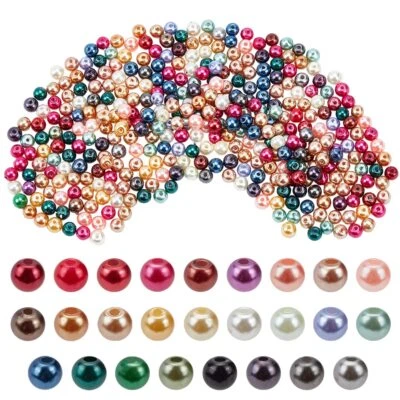 400pcs Mischhaut Runde Perlen Glas Perlmutt 4mm Multicolor lose Perlen für Ha... - Bild 1 von 4