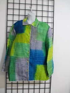 ANAGE 🌸 GR XL / 46" BRUSTUMFANG MAX== MEHRFARBIG / SEIDE / BLUSE / JACKE - Bild 1 von 7