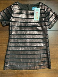 Trelise Cooper Kids Girls Dress Size 7 Brown Little Sparkly Dress W/ Sequins. - Picture 1 of 9