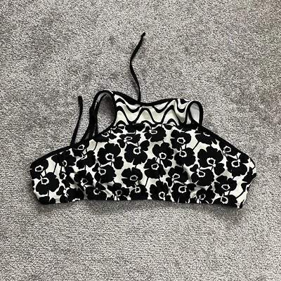 Hobie Swimwear Bikini Top Womens Black And White Halter Floral Summer Beach - Image 1 of 4