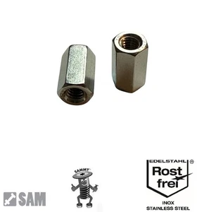 10 Sechskantmuttern / Langmutter M5 DIN 6334 Edelstahl A2 - Bild 1 von 1
