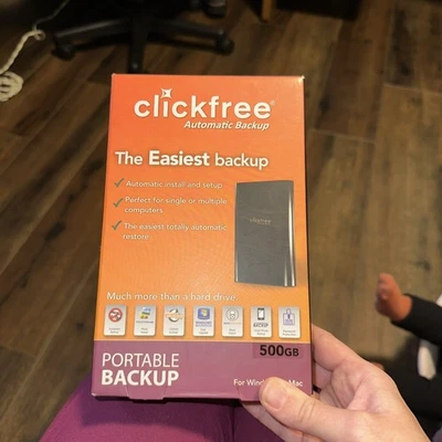 Clickfree Automatic Backup 500GB External Hard Drive Portable Backup NEW Sealed - Image 1 of 3