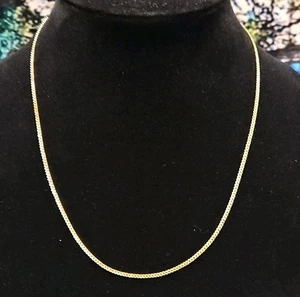 925 Silver 14k Gold Plated Flat Cuban Link Chain Necklace 1.9mm 20" - Picture 1 of 4