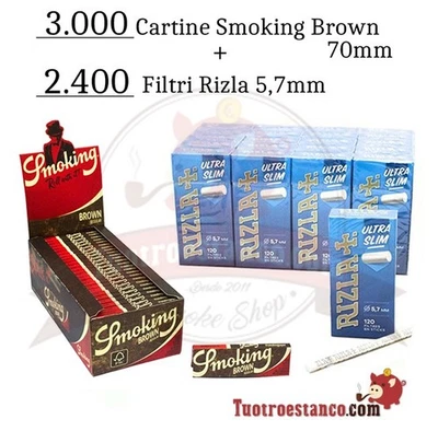 Kit Smoking Brown Corte 70mm + Filtri Rizla Ultra Slim 5,7mm – Naturale - Imagen 1 de 4