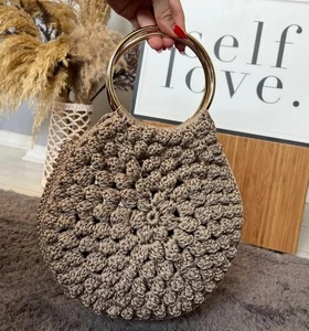 Handgemachte Flechttasche Häkel Tasche Boho Style Clutch Tasche Damentasche - Picture 1 of 2