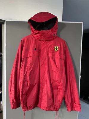 Ferrari Vintage Official Red Parka Windbreaker Jacket F1 sz L - Image 1 of 4