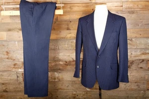 Vintage Austin Reed suit 40R 36W 32L navy striped wool - Picture 1 of 10