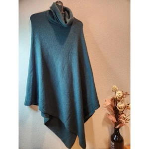 Ann Taylor Wolle Kaschmir Mischung türkis Wasserfallausschnitt Poncho Cape Halstuch XS/S weicher Strick - Bild 1 von 3