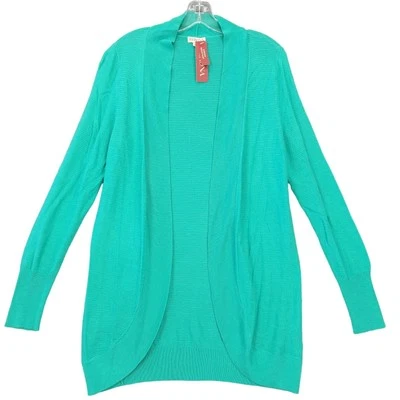 Cárdigan Suéter Verde Merona Frente Abierto Clásico Mangas Largas Tejido Mujer Talla L Foto 1 de 4