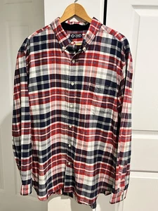 Camisa de hombre Chaps a cuadros roja blanca azul manga larga con botones talla XL 100 % algodón - Imagen 1 de 9