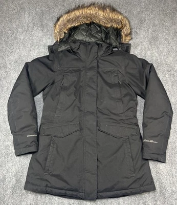 Parka de plumón superior Eddie Bauer WEATHEREDGE para mujer gris medio capucha de piel de pizarra Foto 1 de 4