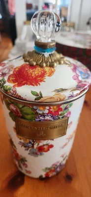 Mackenzie Childs Canister - Flower Market Beige - enamelware Large 12” - Image 1 of 4