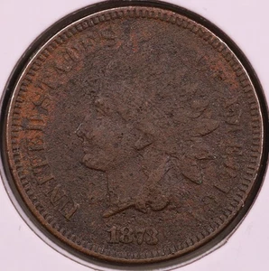1873 Indian Cent ss+ Details Open 3 ***SELTENE ORIGINALE MÜNZE MIT FRÜHEM DATUM*** - Bild 1 von 2
