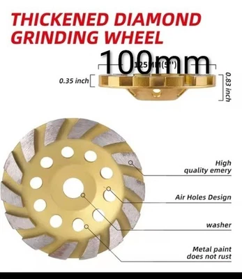 Diamond Segment Grinding Disc Cup Wheel 100mm 4 Inch for Stone Marble Concrete - Image 1 of 4