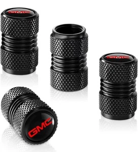 NEW 4Pcs Black Aluminum Tire Valve Stem Caps For GMC Universal Fit Car Truck SUV - Picture 1 of 3