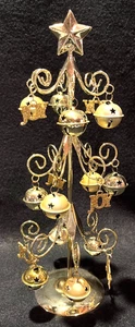 Christmas Tree Gold Decorated Display 12" Tall with Bells & JOY Ornaments - Picture 1 of 3