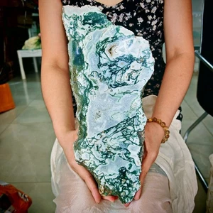 Espécimen de piedra en rodajas áspera cristal de ágata acuática natural y hermoso de 8,3 lb - Imagen 1 de 14