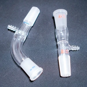 Adaptador de vacío recto y doblado de vidrio, adaptador de entrada de gas, junta 24/40, vidrio de laboratorio - Imagen 1 de 9