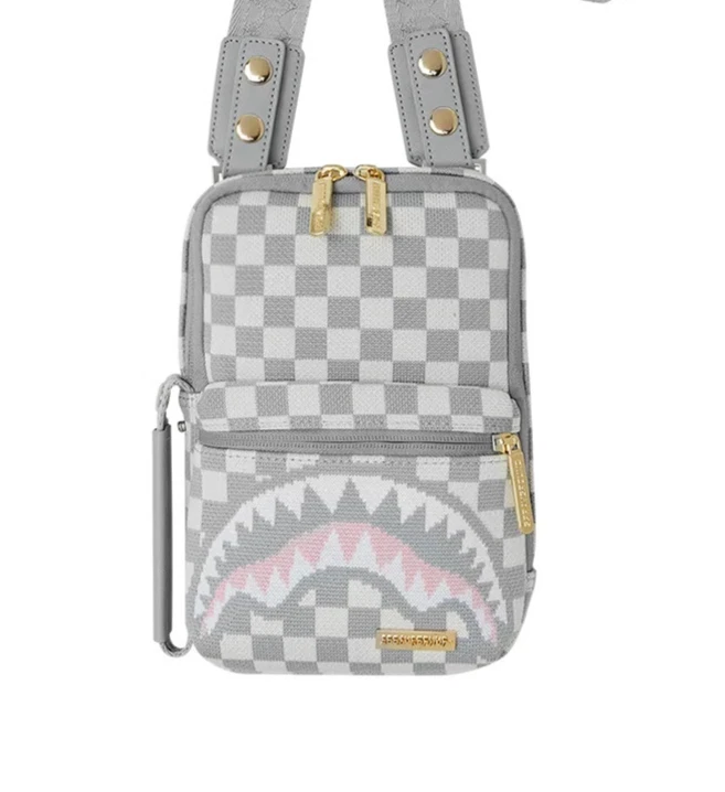 Bolso Bandolera Sprayground Tejido Tiburones Crema OG🔥Nuevo Monedero Mensajero Gris A Cuadros Foto 1 de 4