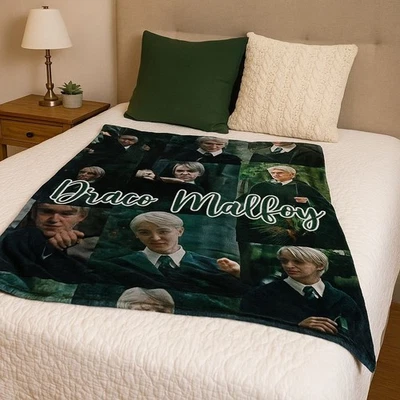 Manta Collage Draco Malfoy Suave Vellón Lanzamiento Slytherin Harry Potter Fan Regalo Foto 1 de 4