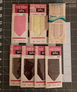 Vintage 70er Talon Stretch Spitze Naht Bindung Menge 7, 4 braun 1 Zitrone 1 rosa 1 creme - Bild 1 von 10