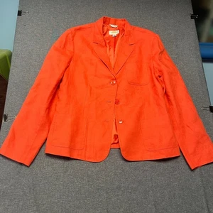 Talbots Women's Blazer Size 16 Coral Orange Irish Linen Lightweight Lined Jacket - Picture 1 of 12