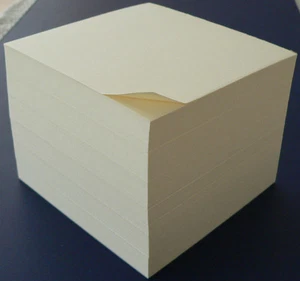 Ivory Note Paper Cubes -  3 1/2" x 3 1/2" Glued on 1 side, ready to custom stamp - Picture 1 of 1