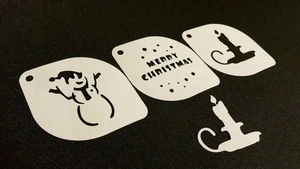 #3.1 Set of 3pcs Xmas Stencils Merry Christmas Snowman Candle Home Decoration - Picture 1 of 3