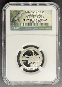 2014-S Clad Proof Everglades Quarter NGC PF-69 UCAM, Buy 3 Items, Get $5 Off!! - Picture 1 of 2