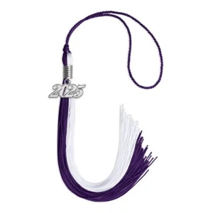 Endea Graduation Purple/White Tassel With Silver Date Drop - Picture 1 of 21
