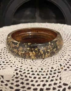 Soap Dish Nicole Miller New York Clear Lucite Resin With Gold Flakes - Picture 1 of 4