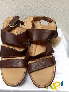 New Born Brown Sandal With 3 Inch Wood Heel Sz 10 - Picture 1 of 4