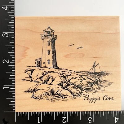 Sello de goma montado en madera PSX Peggys Cove Lighthouse Nova Scotia K2775 Foto 1 de 3