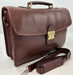 Vintage Leather BANUCE Business Executive Briefcase Laptop Bags Mens - Picture 1 of 12