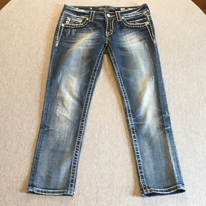 Miss Me JE5014C16 Cropped Stretch Blue Jeans Size 28x23-1/2 - Picture 1 of 12