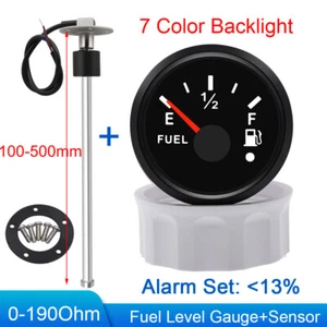 52mm Fuel Level Gauge with Fuel Level Sensor 0-190ohms Sending Unit Boat Tank - Picture 1 of 26